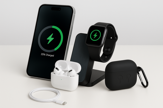 Cargador inalámbrico plegable 3 en 1 + Auriculares Bluetooth para Apple del 11 al 16.