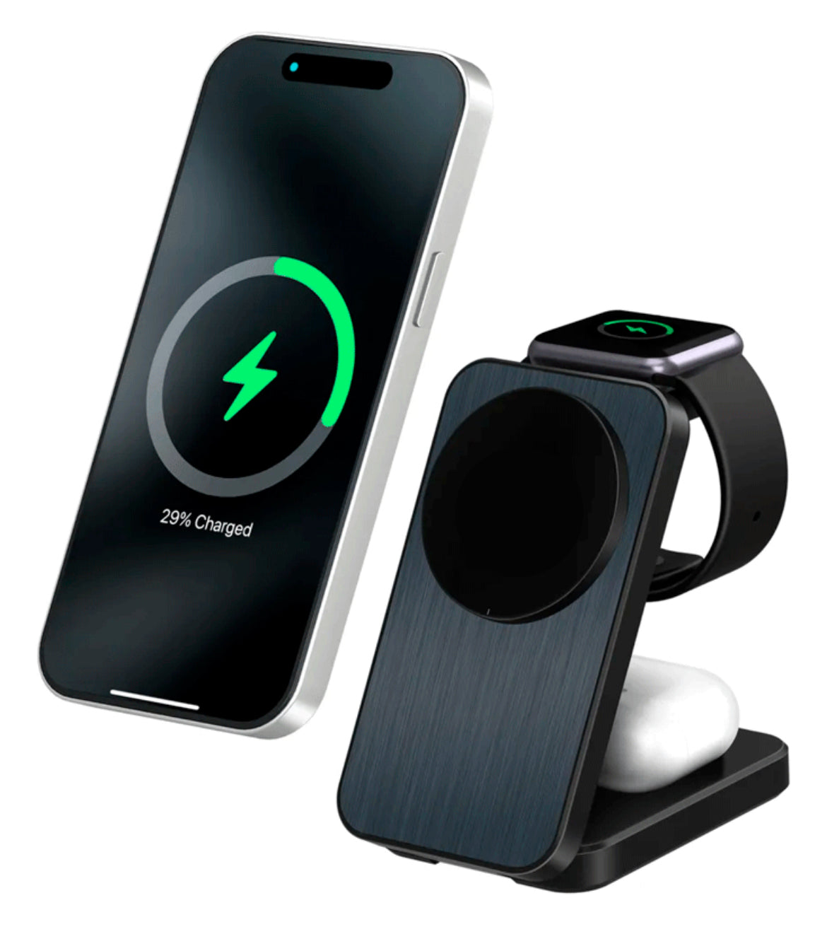 Cargador inalámbrico plegable 3 en 1 + Auriculares Bluetooth para Apple del 11 al 16.